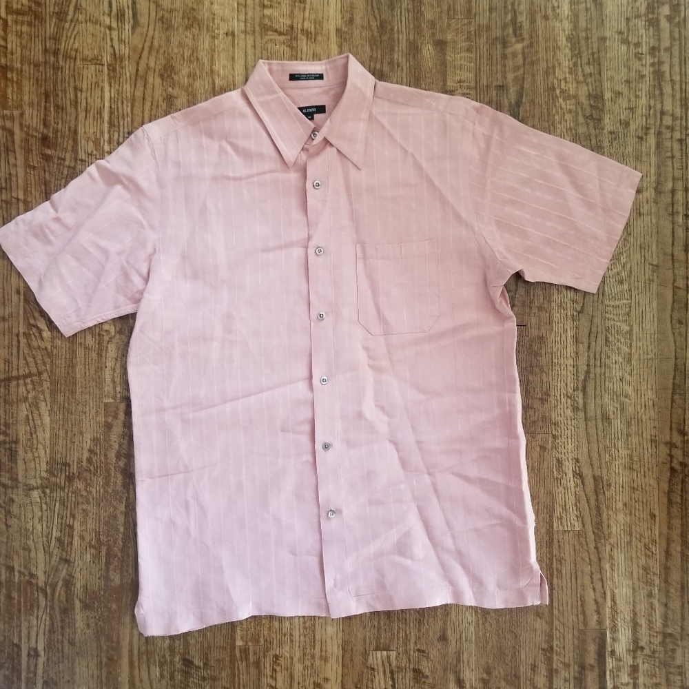 Alfani Linen Blend Short Sleeve